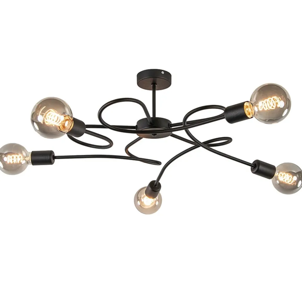 Grote 5-lichts plafondlamp zwart exclusief lichtbronnen