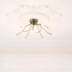 Grote plafondlamp brons met wit glas inclusief LED