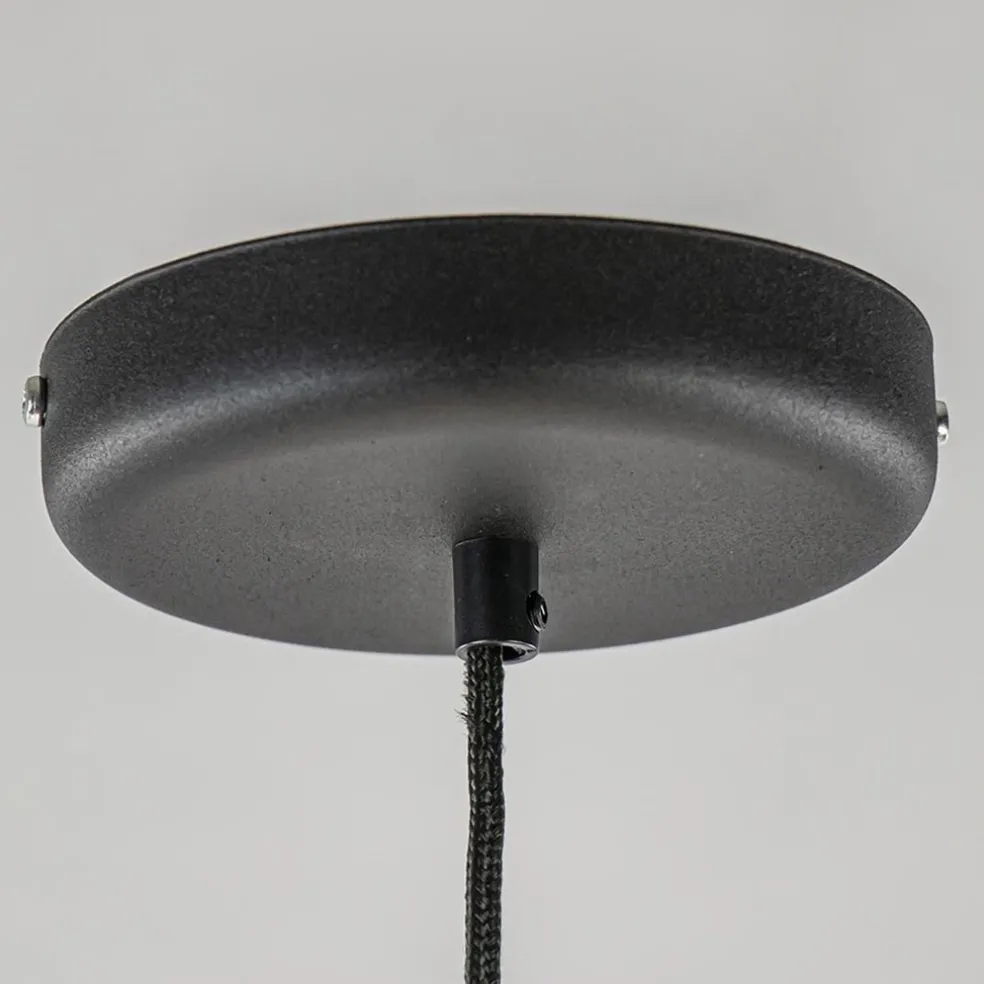 Grote retro hanglamp opaal glas met zwart