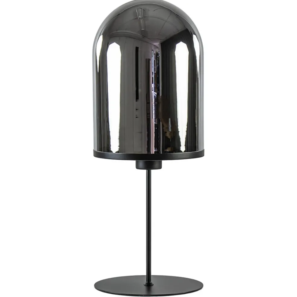 Grote tafellamp Maverick mat zwart met smoke glas