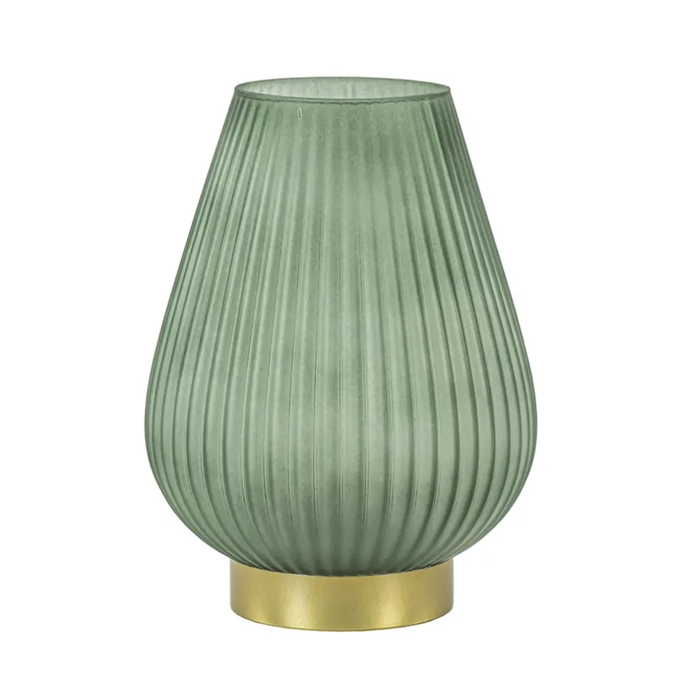 Grote tafellamp op batterij Tajera donker groen/goud