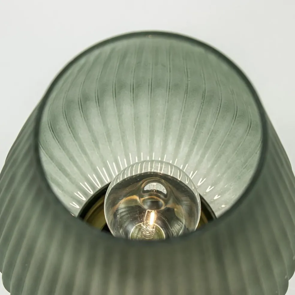 Grote tafellamp op batterij Tajera donker groen/goud