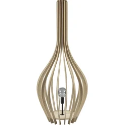 Grote vloerlamp kegel naturel hout met zwart