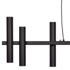 Hanglamp 8 tubes op balk zwart 140cm