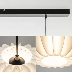 Hanglamp Arena 3L op balk zwart/kap wit