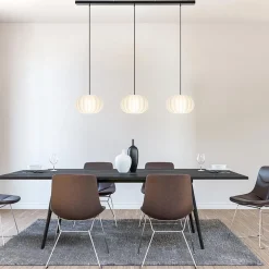 Hanglamp Arena 3L op balk zwart/kap wit