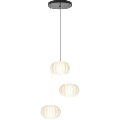 Hanglamp Arena 3L rond zwart/kap wit