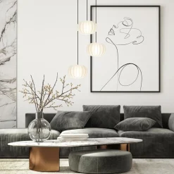 Hanglamp Arena 3L rond zwart/kap wit