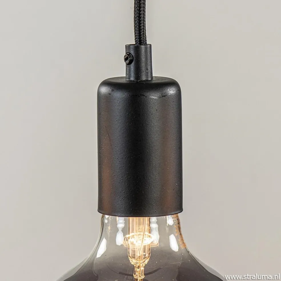 Hanglamp balk 110cm + 5x pendel zwart