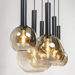 Hanglamp Bella Smoke 6L multipendel zwart/glas mix