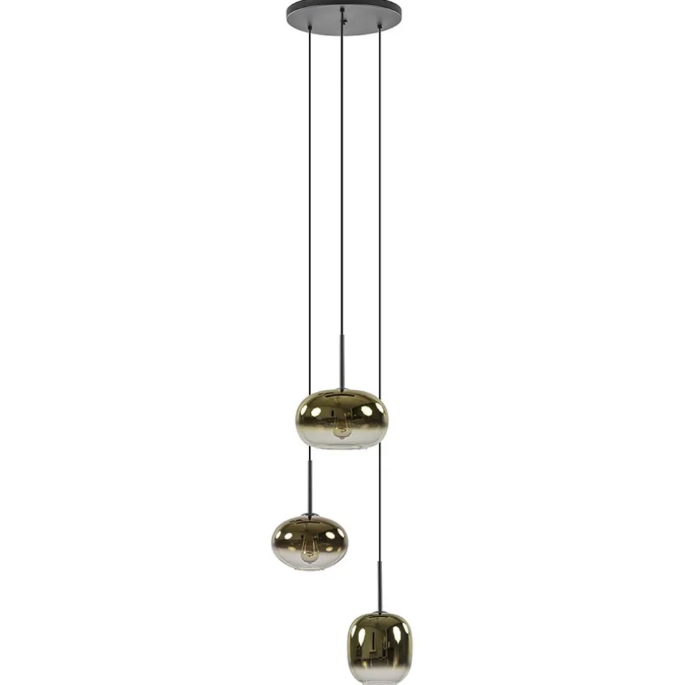 Hanglamp Bellini 3L zwart+gradient gold