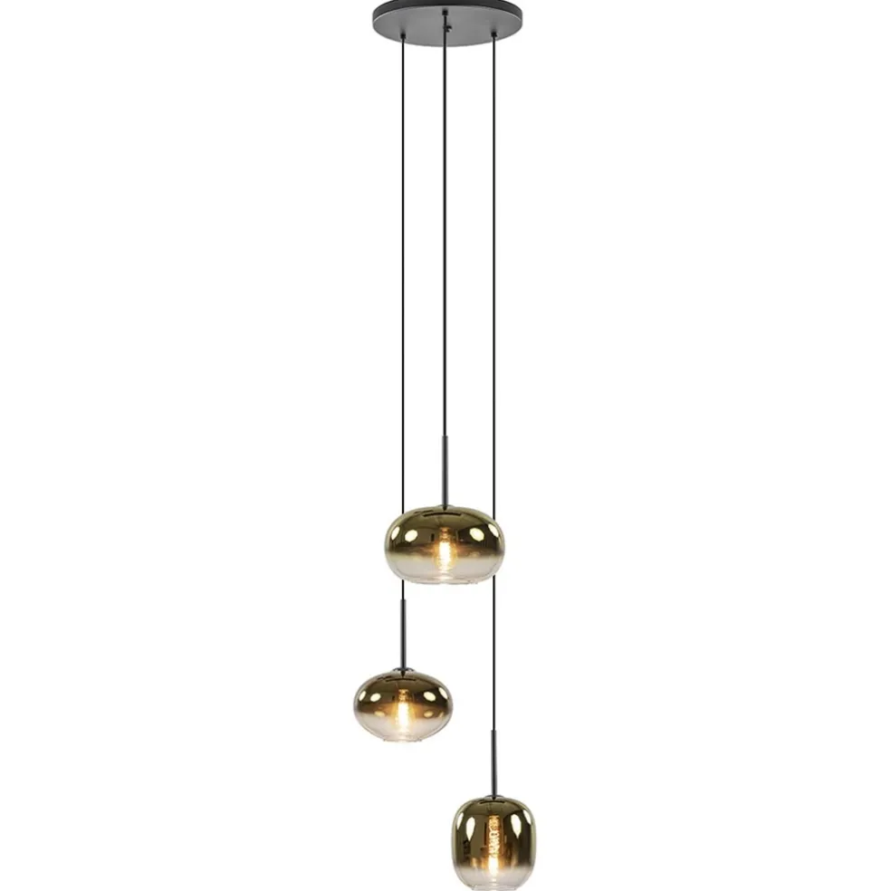 Hanglamp Bellini 3L zwart+gradient gold