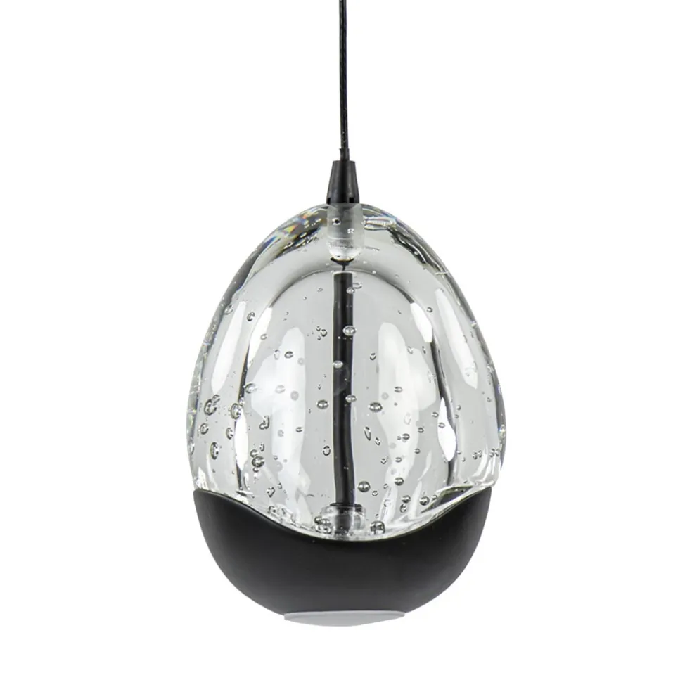 Hanglamp Black Egg 1L zwart/helder glas