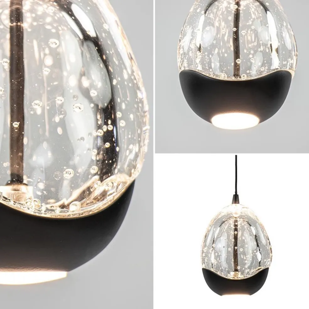 Hanglamp Black Egg 1L zwart/helder glas
