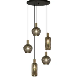 Hanglamp Bounty 5L rond zwart/matgoud