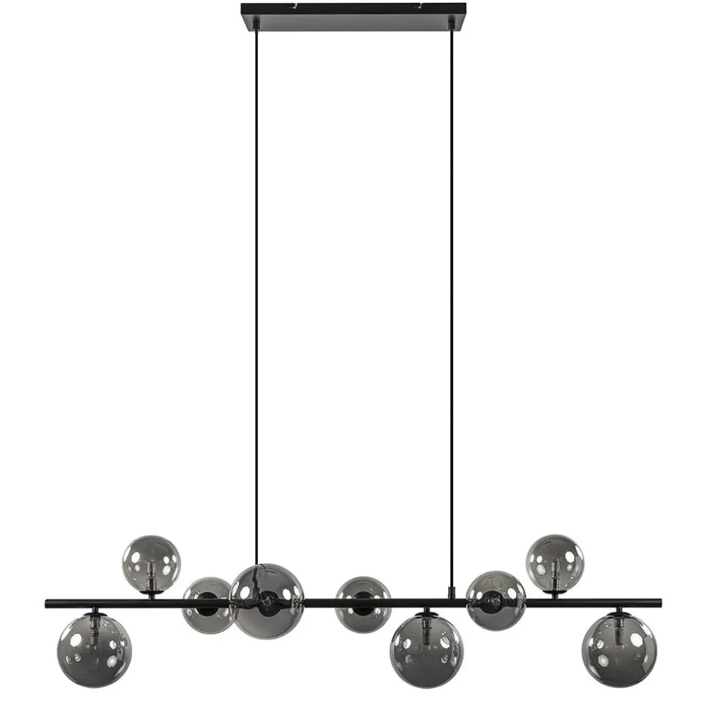 Hanglamp Calcio 9l zwart + smoke glas
