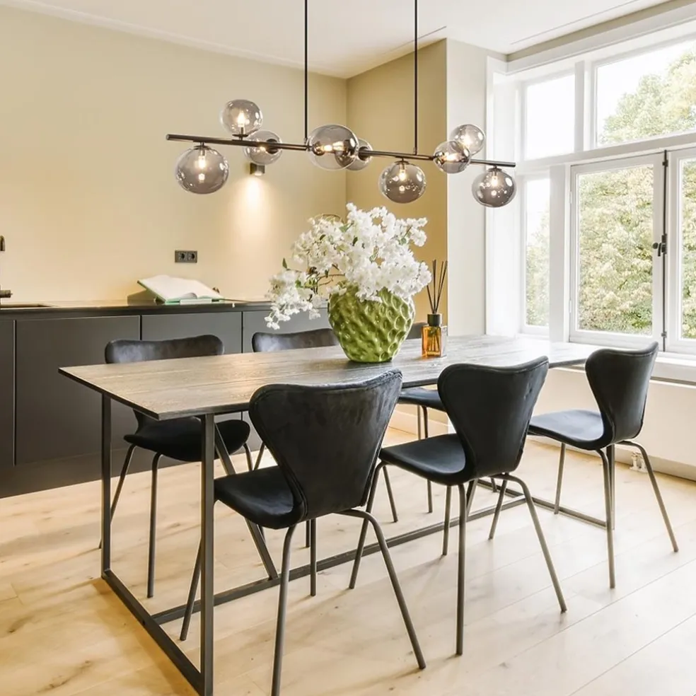 Hanglamp Calcio 9l zwart + smoke glas