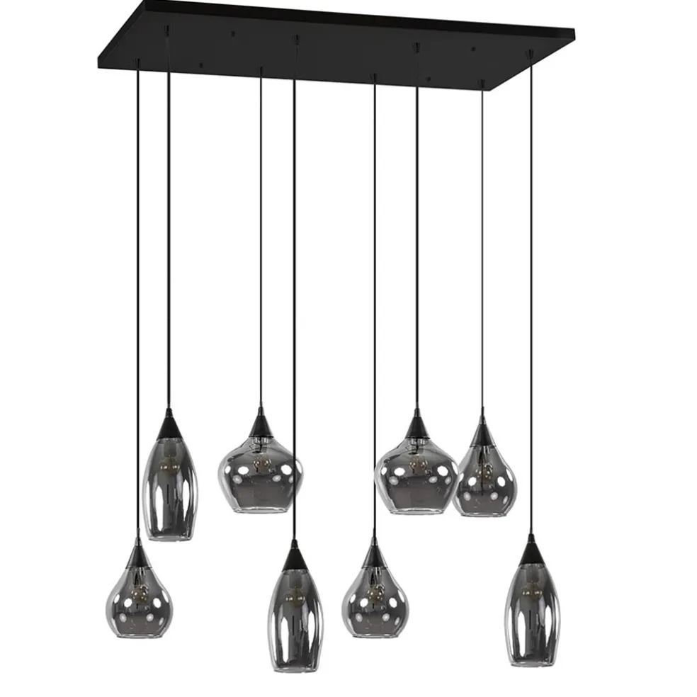 Hanglamp Cambio 8L zwart + smoke glas