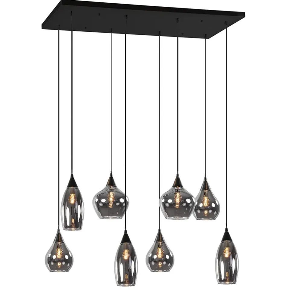 Hanglamp Cambio 8L zwart + smoke glas