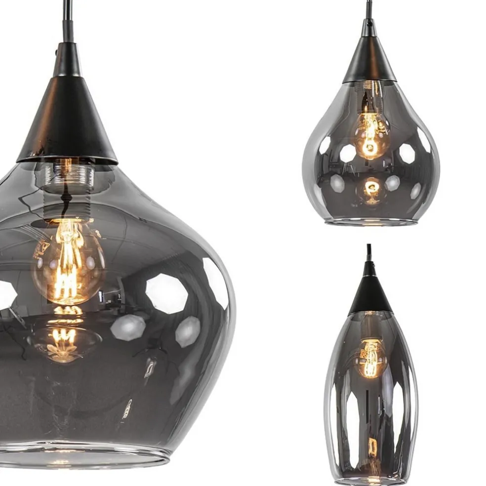 Hanglamp Cambio 8L zwart + smoke glas