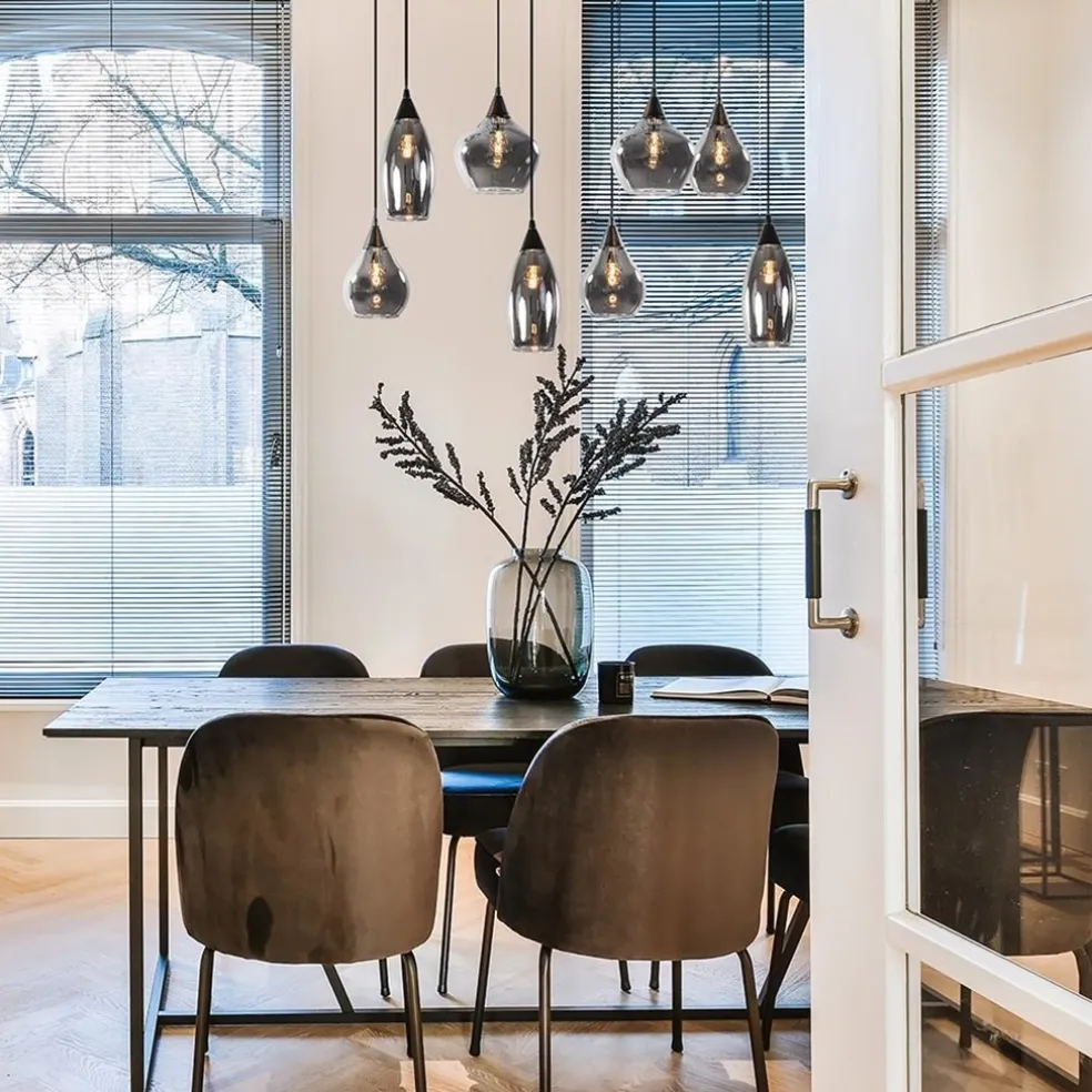 Hanglamp Cambio 8L zwart + smoke glas