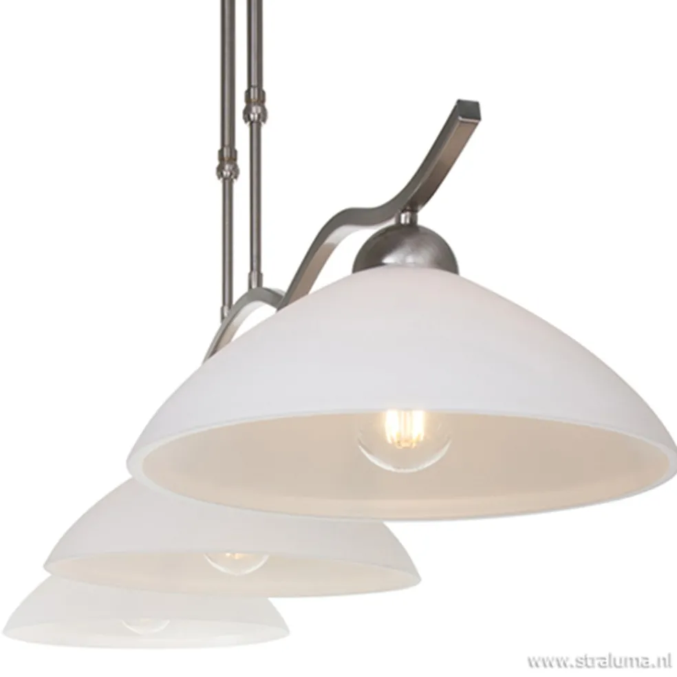 Hanglamp Capri staal glas eettafel