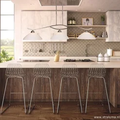 Hanglamp Capri staal glas eettafel