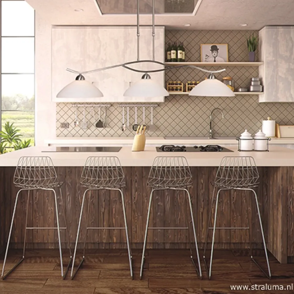 Hanglamp Capri staal glas eettafel