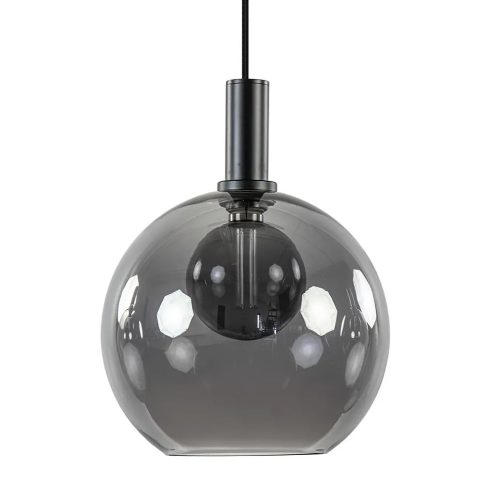 Hanglamp Chandra 1L zwart + glas 30cm