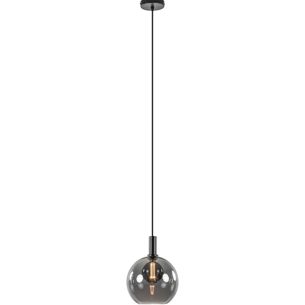 Hanglamp Chandra 1L zwart + glas 30cm