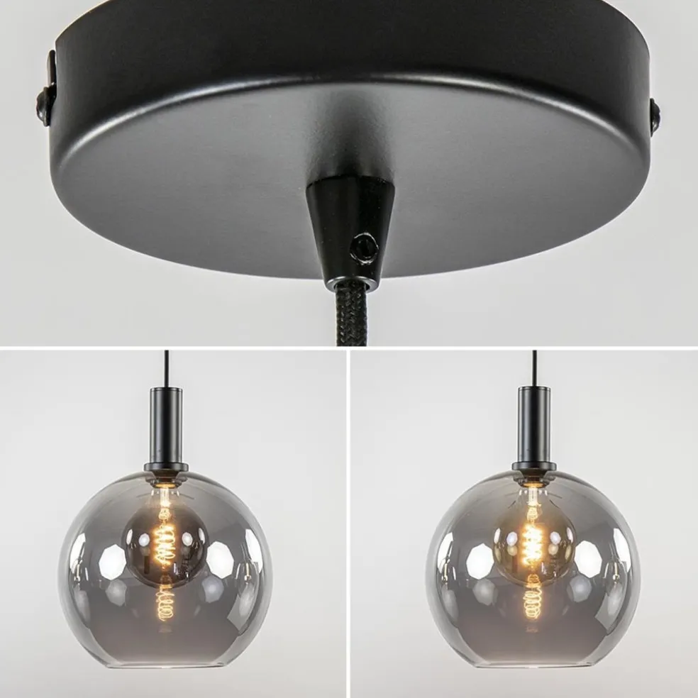 Hanglamp Chandra 1L zwart + glas 30cm