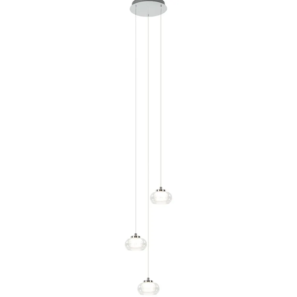 Hanglamp chroom/helder glas 3-lichts