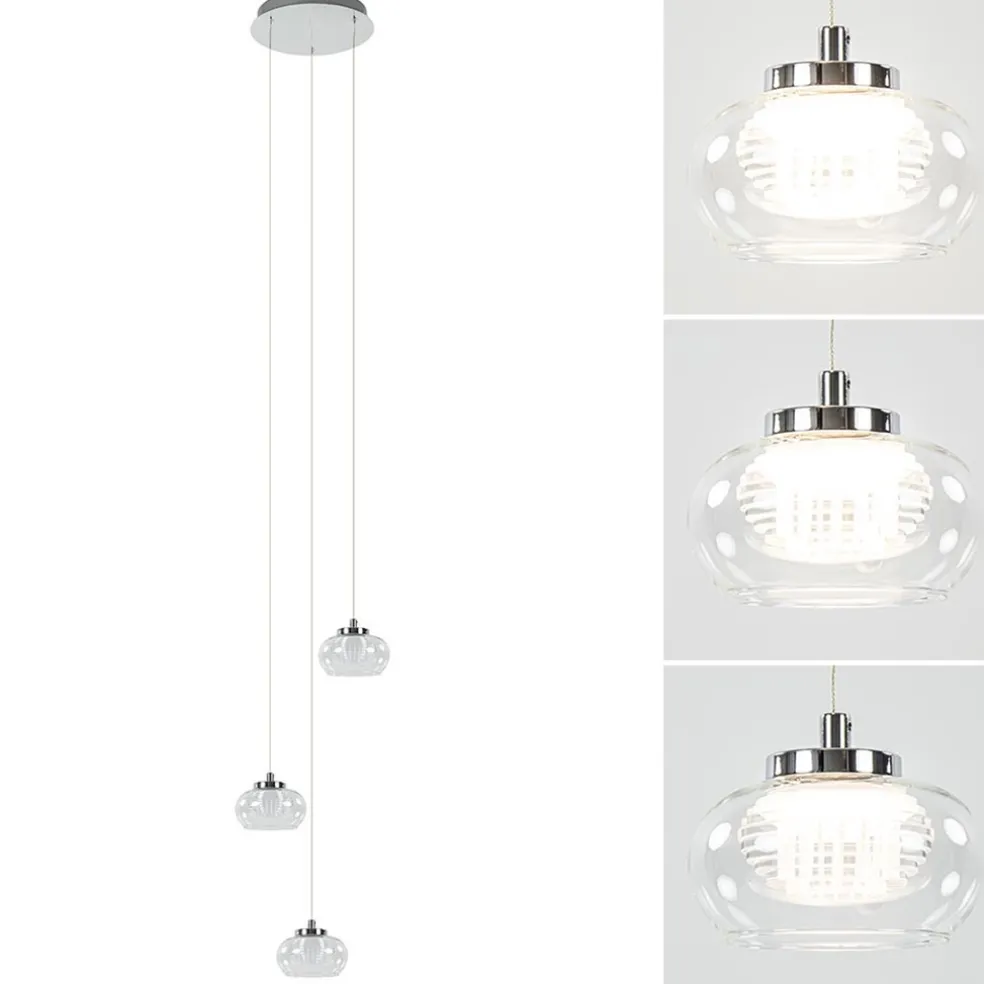 Hanglamp chroom/helder glas 3-lichts