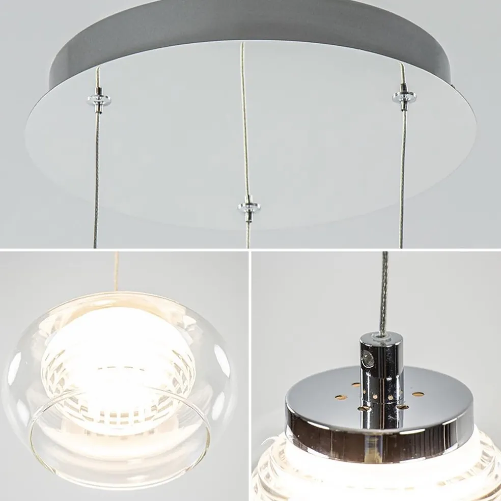 Hanglamp chroom/helder glas 3-lichts