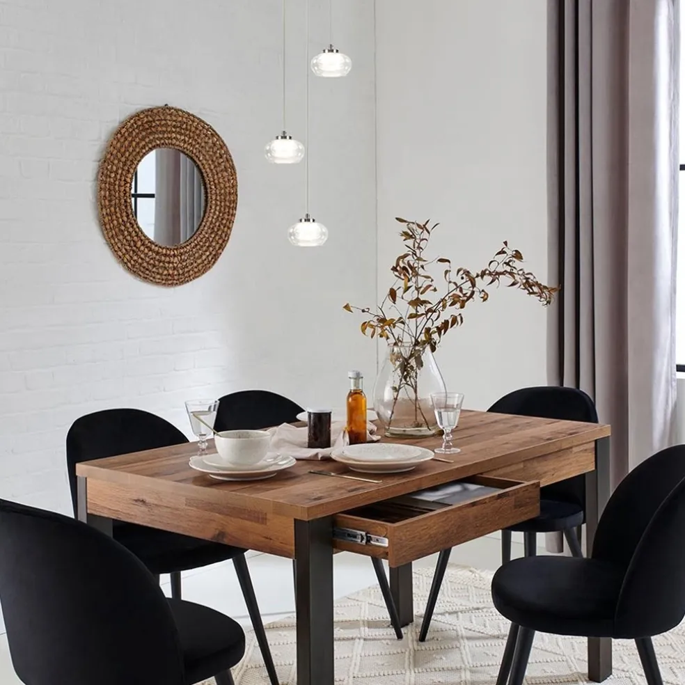 Hanglamp chroom/helder glas 3-lichts