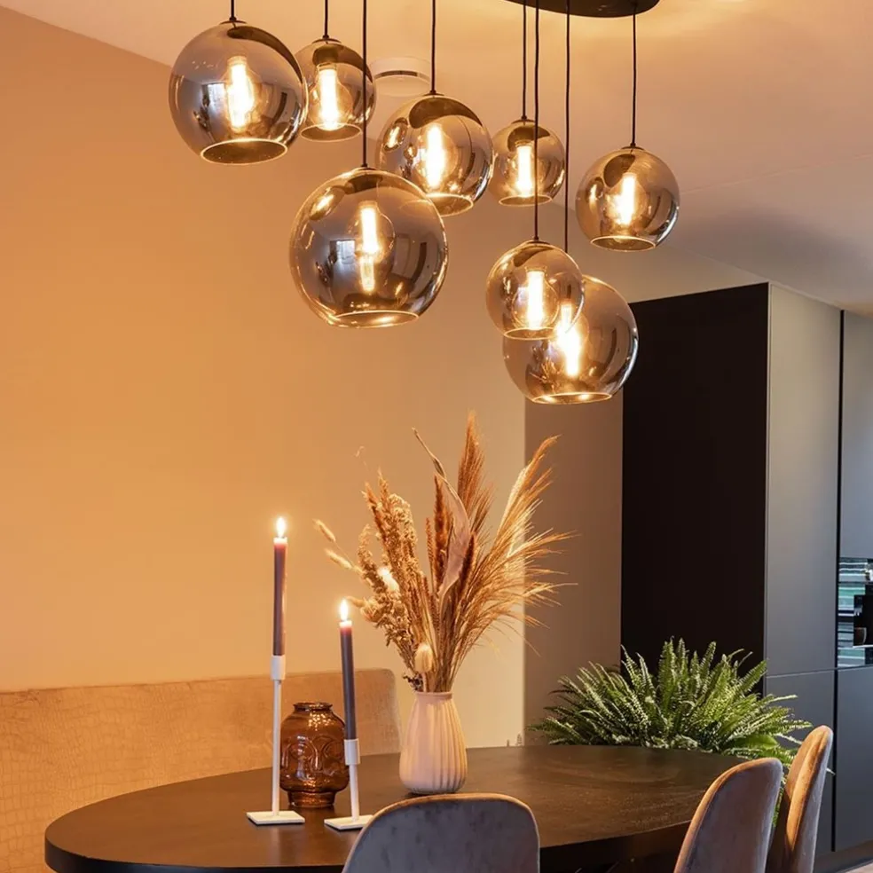 Hanglamp Fantasy Globe 8L zwart+smoke