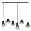 Hanglamp Flere 6L zwart smoke/clear glas
