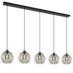 Hanglamp 5L balk + smoke glas 160cm