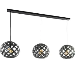Hanglamp 3L balk bol zwart industrieel