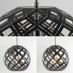 Hanglamp 3L balk bol zwart industrieel