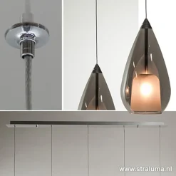 Hanglamp 5L druppel glas smoke