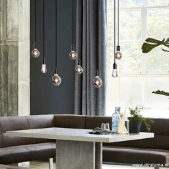 Hanglamp 8L plaat 110cm zwart ex.e27 lb