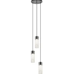 Hanglamp 3L rond zwart met cilinder glas