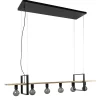 Hanglamp 6L zwart met houten planken