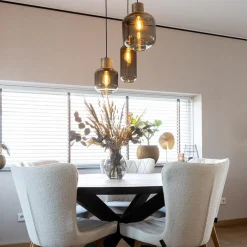 Hanglamp Lett 3L rond zw/brons smoke mix