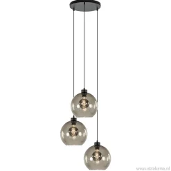 Hanglamp 3-lichts rond glas smoke 25 cm