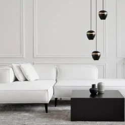Hanglamp 3-lichts rond zwart/goud