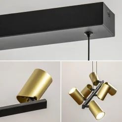 Hanglamp met spots 6-lichts zwart/goud