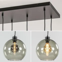 Hanglamp multipendel 11-L zwart smoke glas 20+25cm