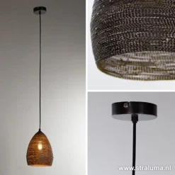 Hanglamp Nayla zwart/matgoud